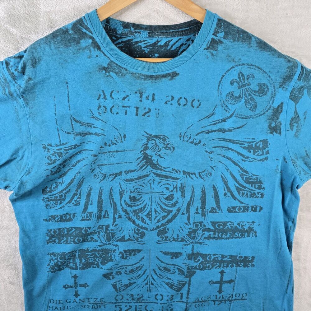 Vintage Reversible AOP Cyber Goth Shirt XL Affliction Style Grunge Gothcore - Picture 3 of 10